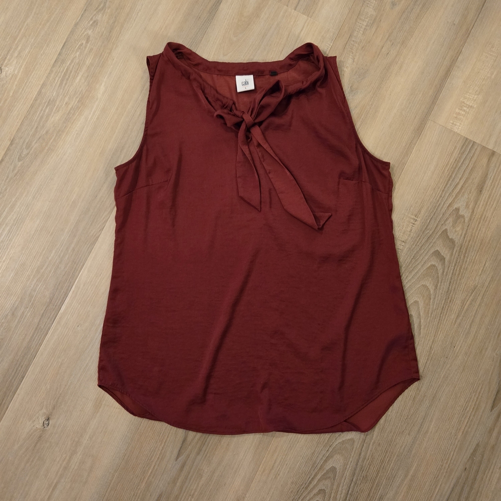 CABI Cinch Top Red Sleeveless Blouse Adjustable Tie
